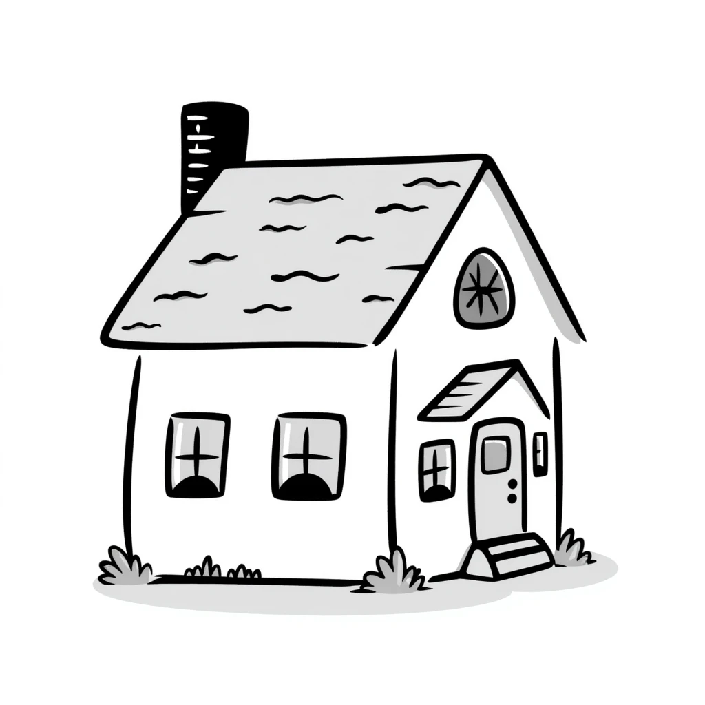 a house, hand drawn doodle style emoji