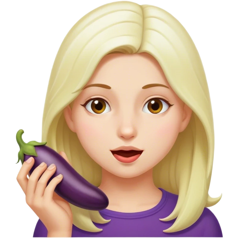 white girl eating eggplant  emoji