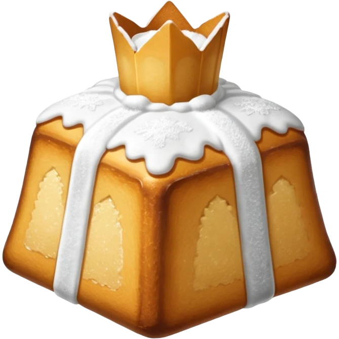 Generami l’emoji di un pandoro con lo zucchero a velo sopra. La forma del pandoro è quella standard  emoji