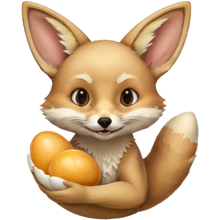 fennec carrying an unpeeled egg with his mouth emoji
