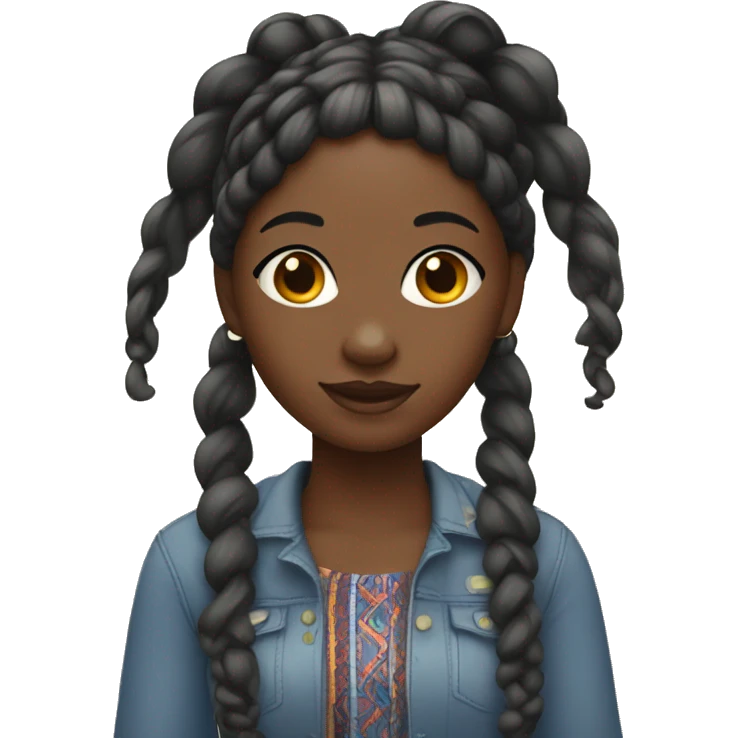 black girl with boho braids in apple woman emoji style emoji