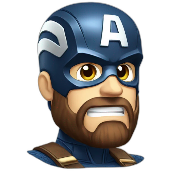 Bearded Captain america surprised emoji