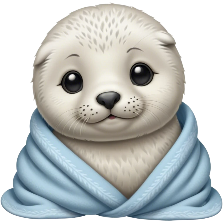 Cute, Disney-style seal pup cozy in blanket emoji