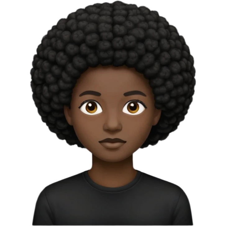 black model + body + afro + black shirt emoji