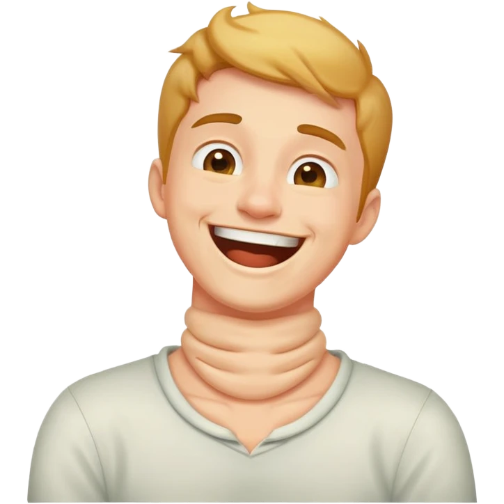Guy holding neck laughing emoji