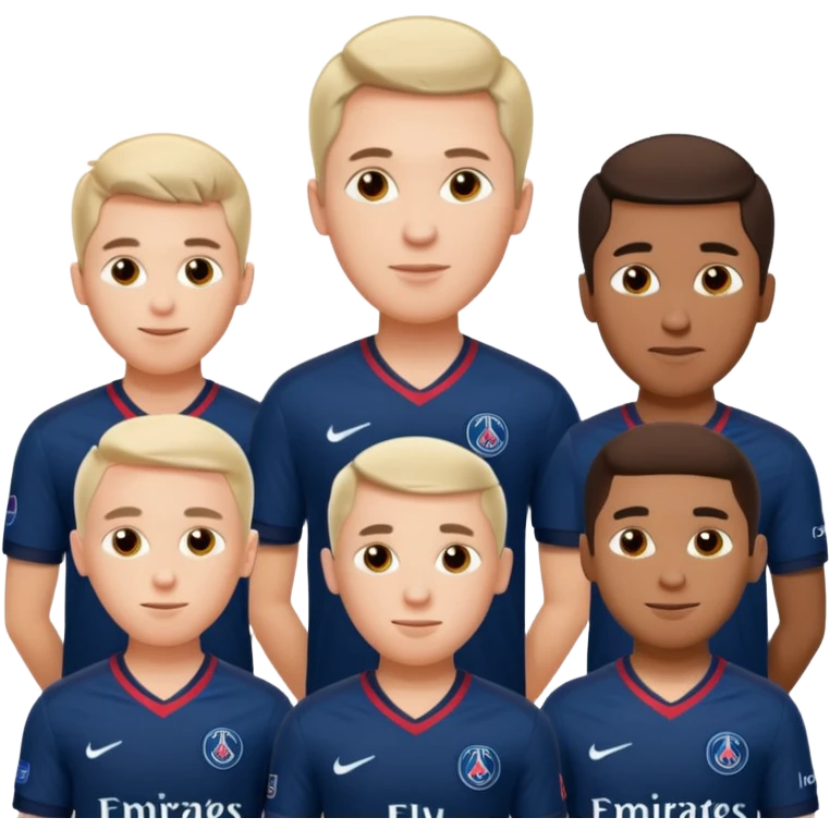 Realistic portrait of a group of men wearing PSG jerseys  emoji