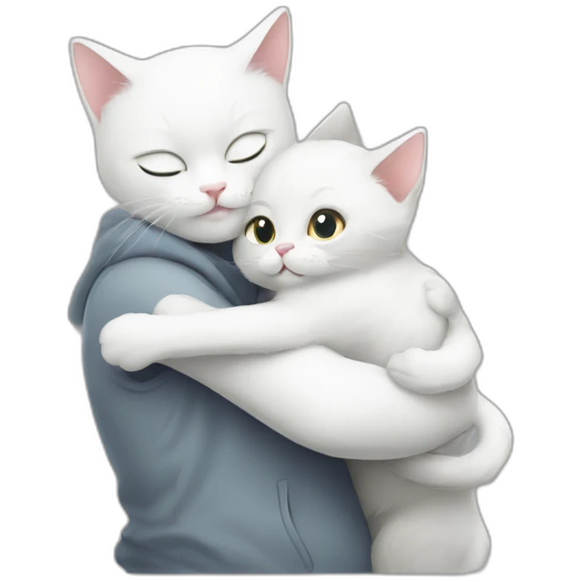 white cat hug grey cat emoji