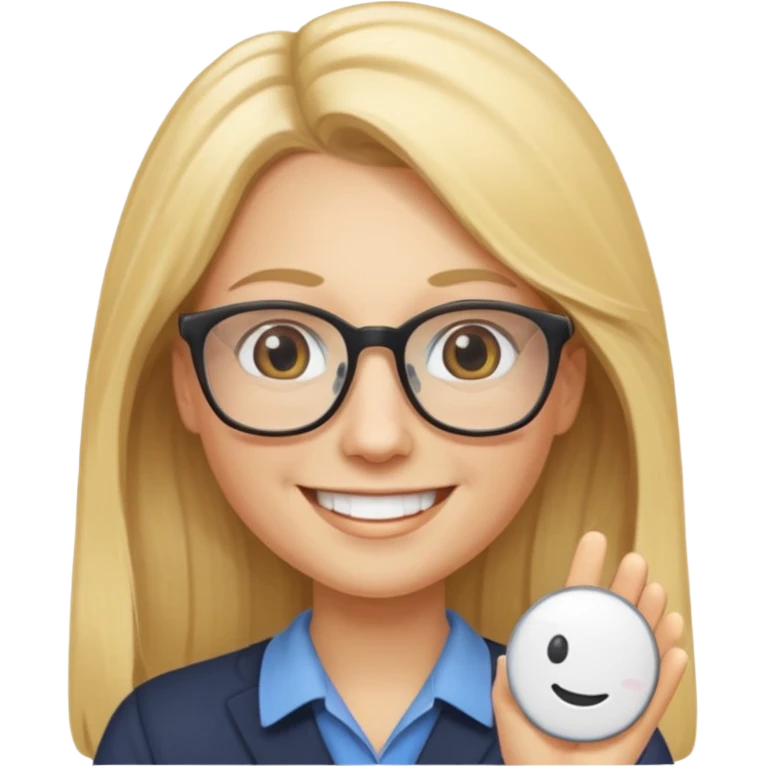 long blonde hair teacher saying hello emoji