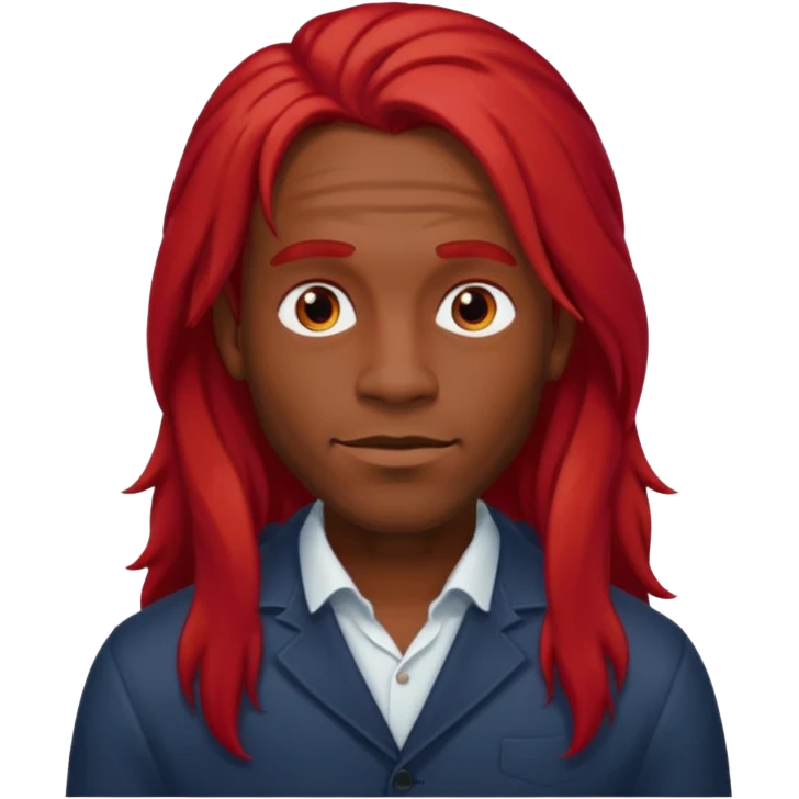 black man long red hair emoji