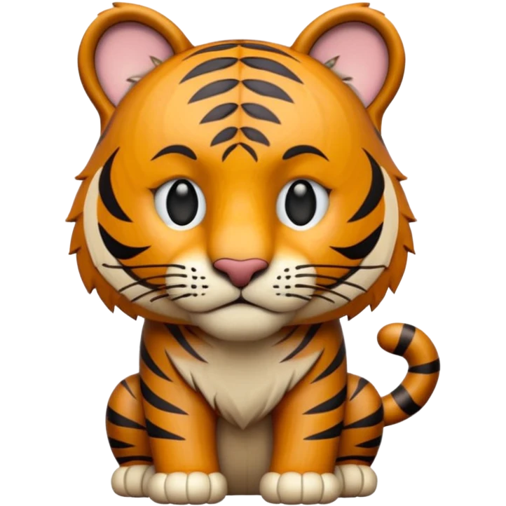 wood carved mini tiger brown emoji