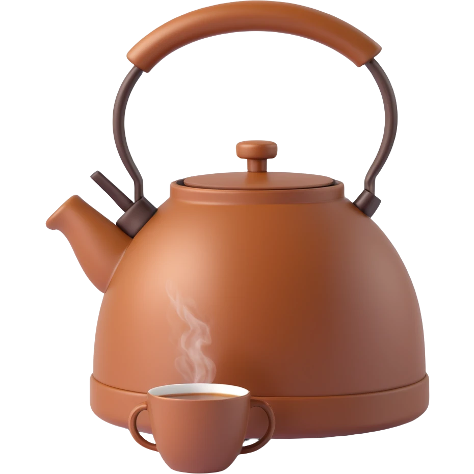 brown tea kettle with a cup emoji