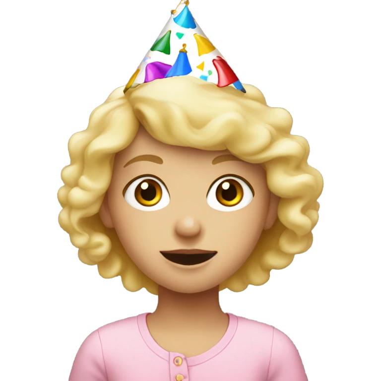 Blonde kid with a birthday cap emoji