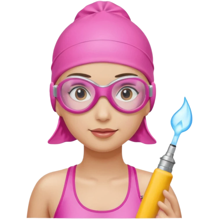 woman pink swim cap goggles lighter skin emoji