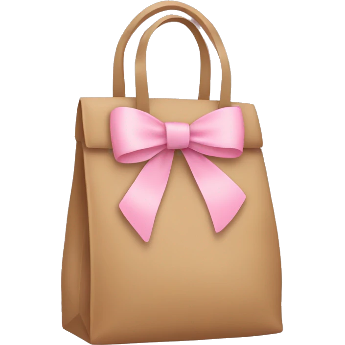 Brown bag with pastel pink bow emoji