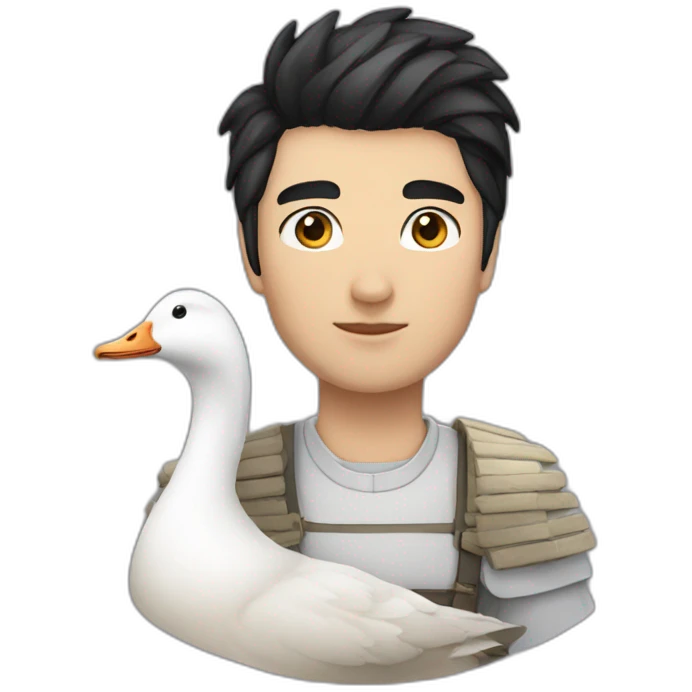 white goose keeper with black hair emoji