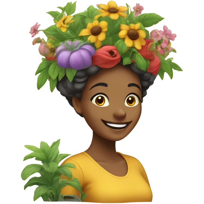growth, garden on their brain, happy face, woman emoji