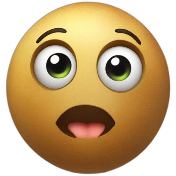 3d sphere with a cartoon potatoes texture with big playful eyes emoji