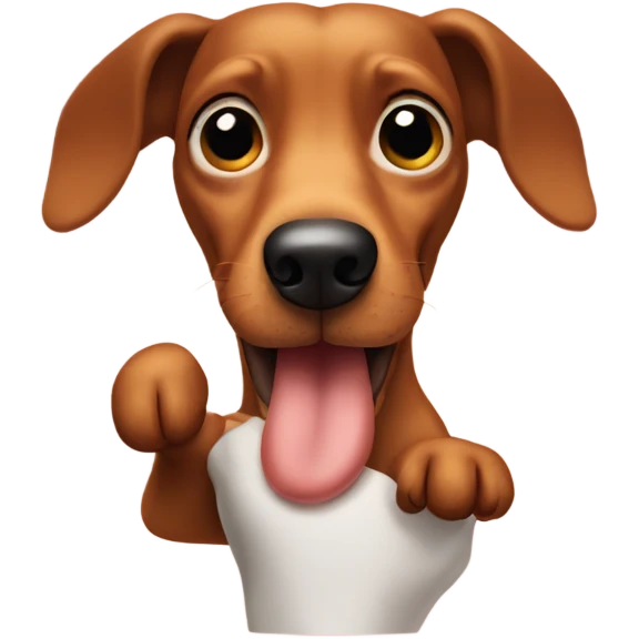 A Wiener dog giving you the middle finger emoji