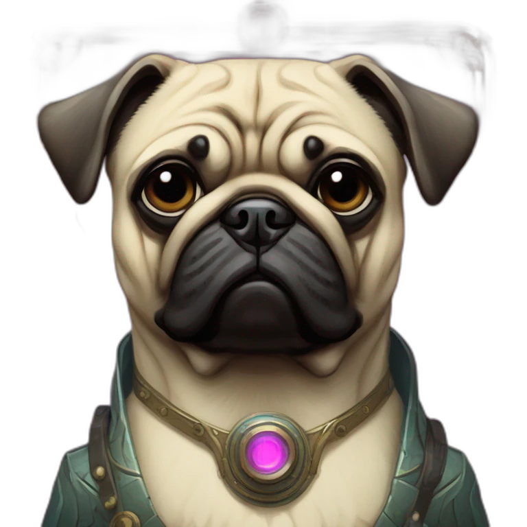 A cyberpunk pug in Art Nouveau style during 1910 emoji