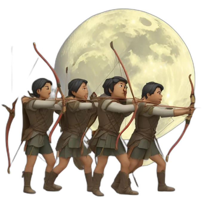 Four archers Shorting to the moon emoji