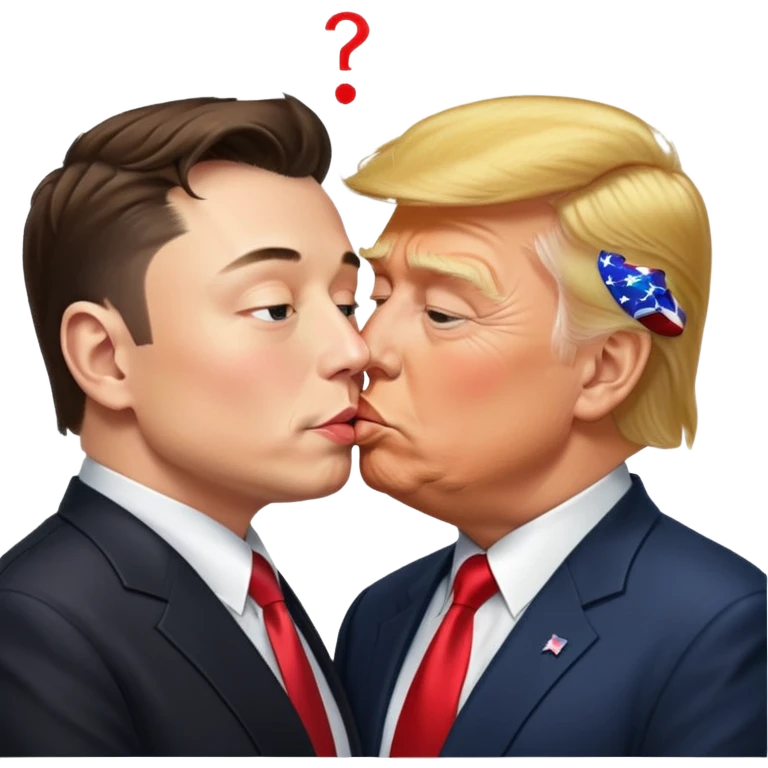 Elon musk and Donald trump kissing  emoji