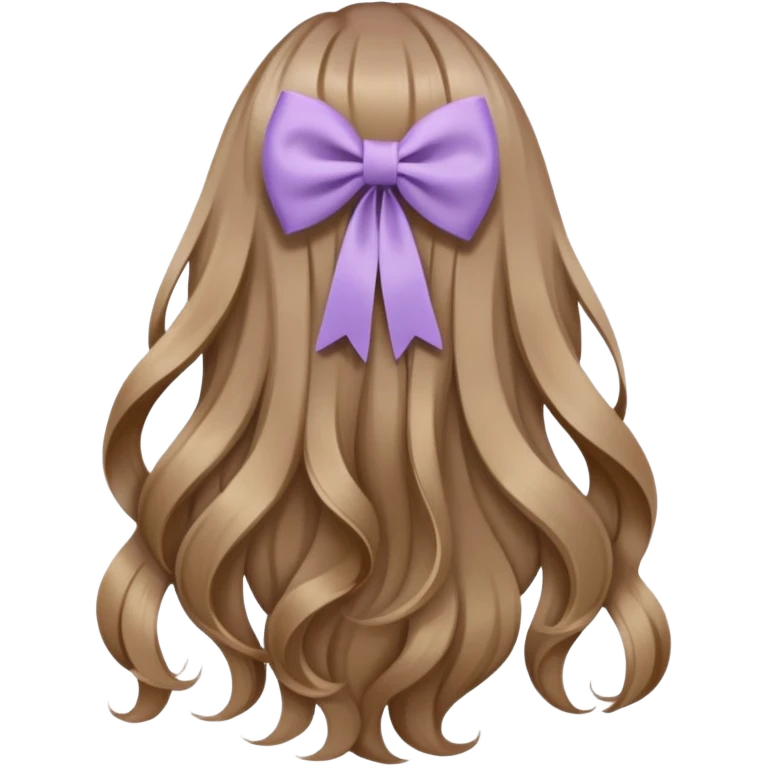 light brown open wavy long hair from behind with a small lilac bow emoji