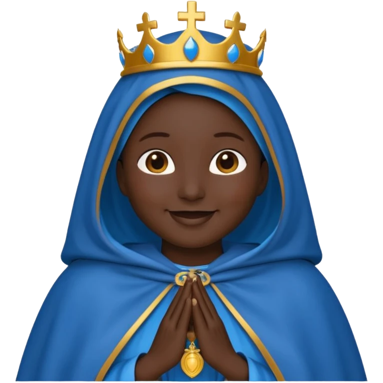 Emoji de nossa senhora Aparecida com manto azul e com a pele preta emoji