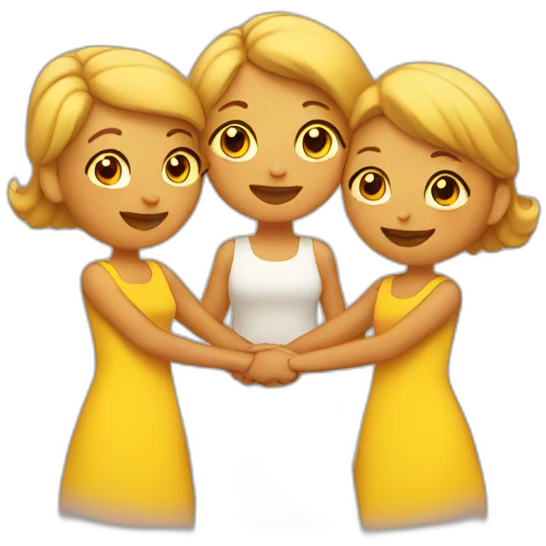 three yellow women holding hands emoji
