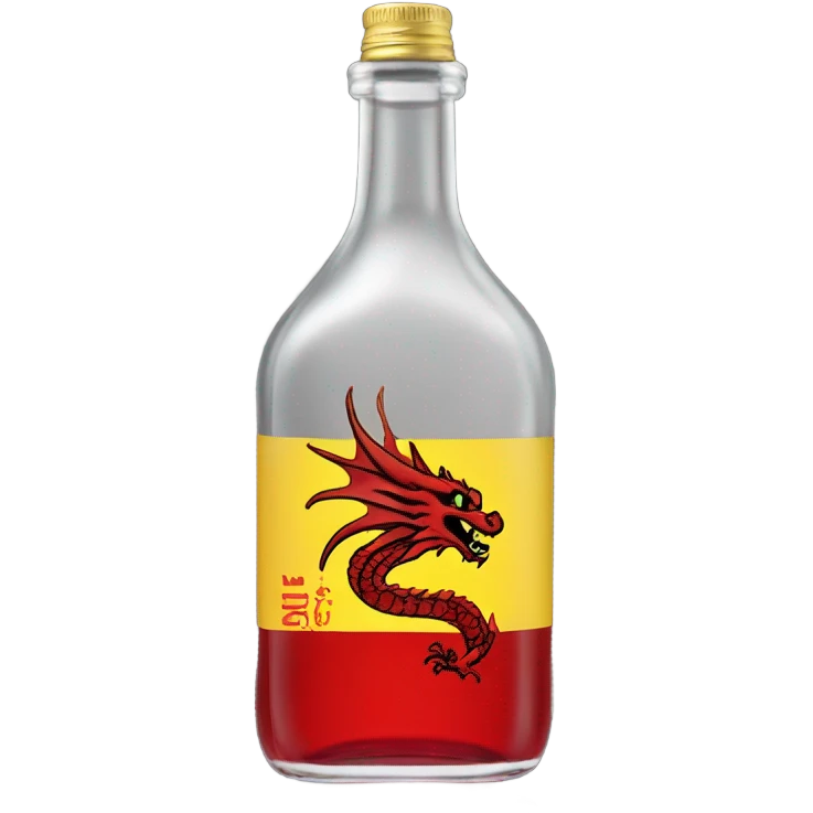 clear alcohol bottle with yellow dragon on a black and red label that says “RUMPZ”  emoji