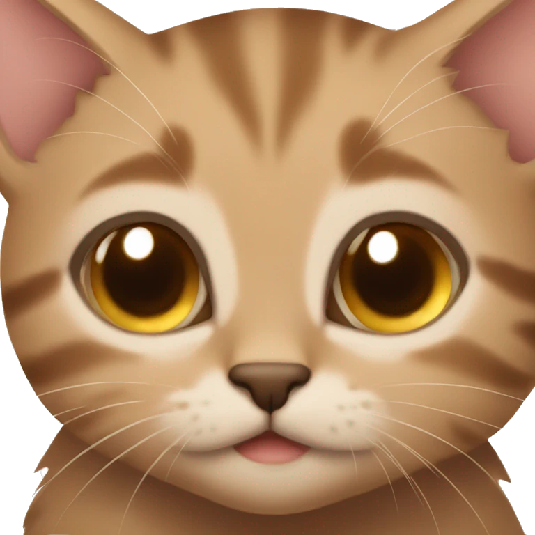 small brown  kittens with brown eyes, cuddling  emoji
