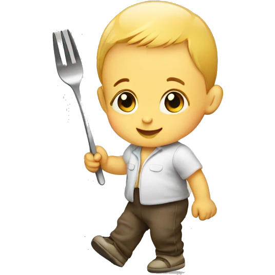 baby walking with a fork emoji