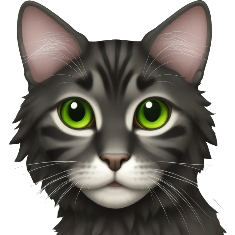 Black only maincoon cat green eyes full body emoji