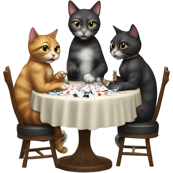 3 cats sitting and playing poker smoking cigarettes  emoji