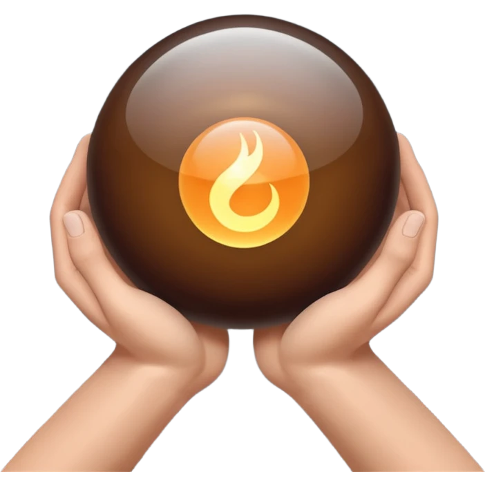 Gray and brown color magic ball and hands emoji