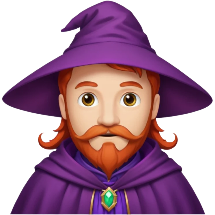 red haired wizard with mustache, purple cloack emoji