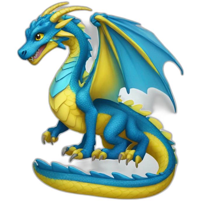 blue and yellow dragoness emoji