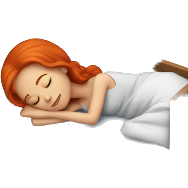 sleeping on bed girl with red hair emoji
