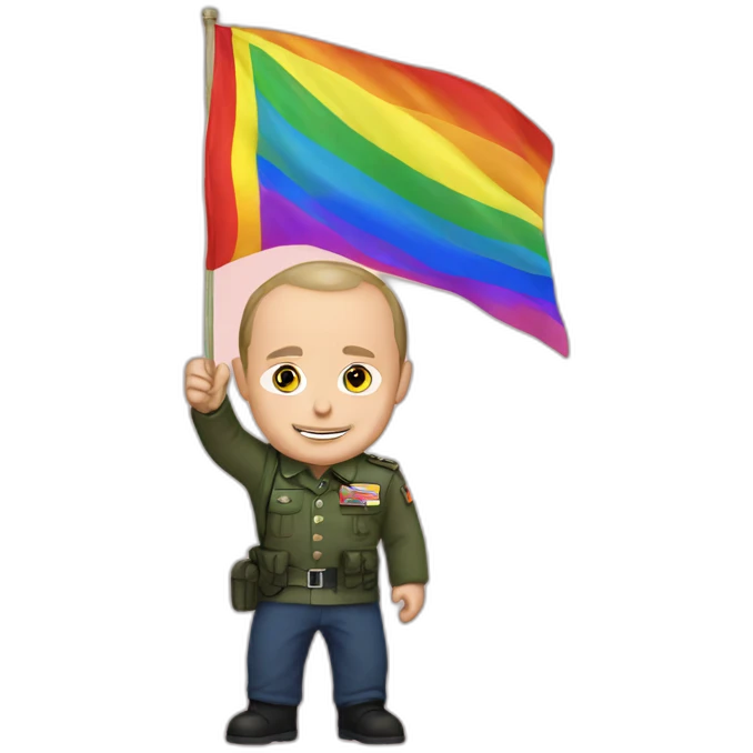 putin holds rainbow flag emoji