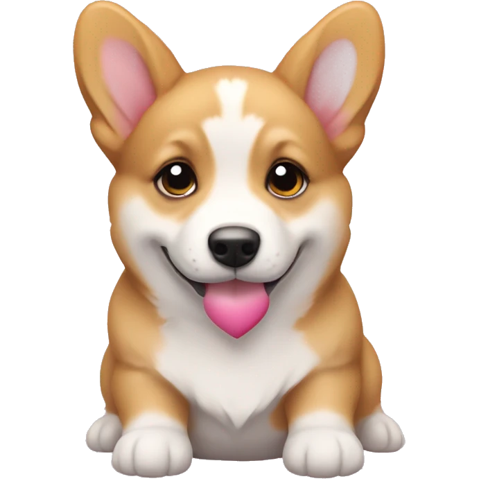 corgie puppy with Hearts around Head  emoji