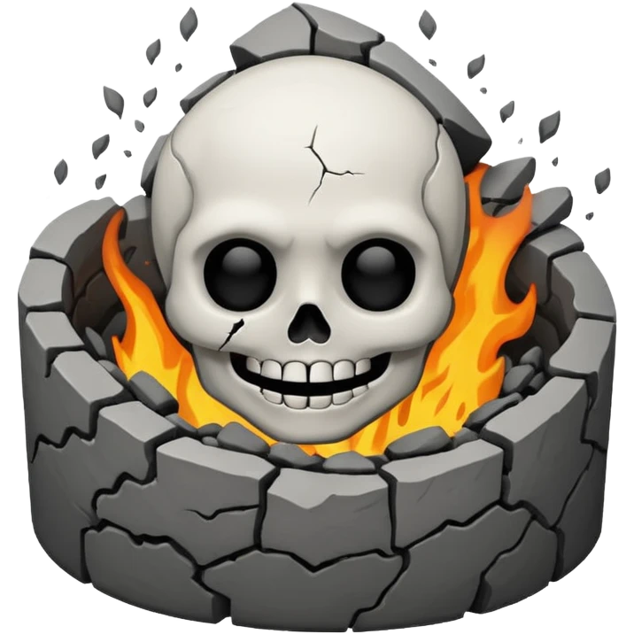 a pile of ashes with a skeletal smile emoji