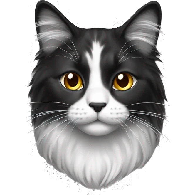 longhair cat black and white emoji