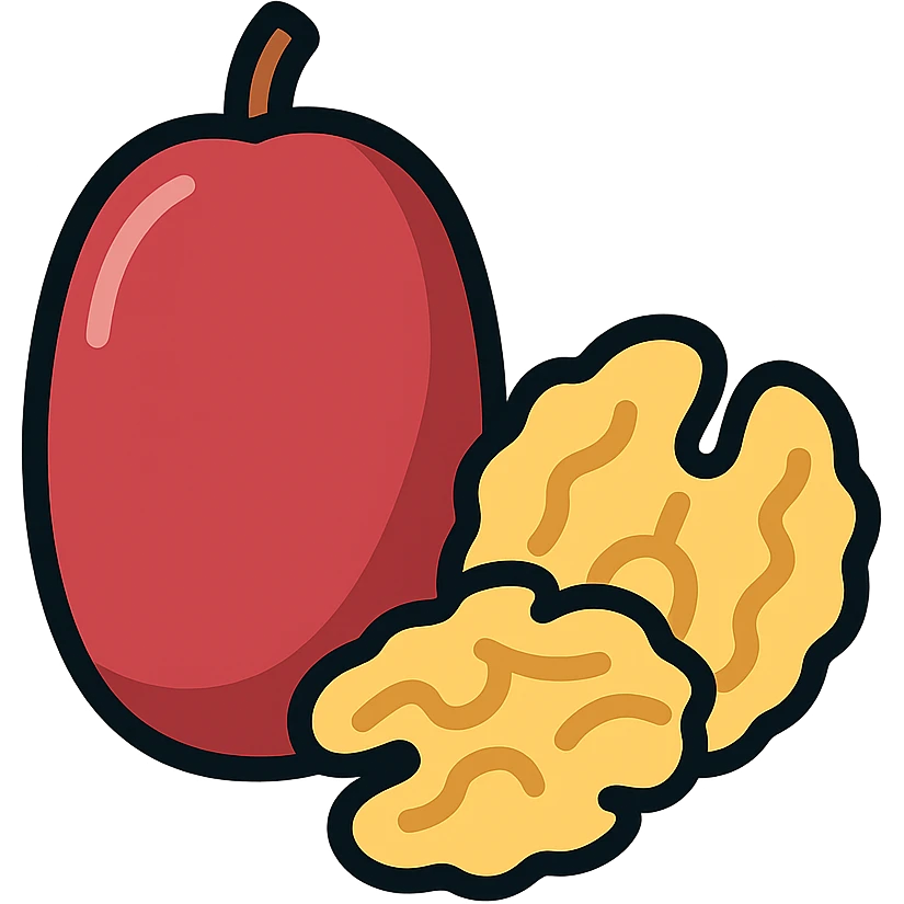 color outline icon of a date fruit with walnuts emoji