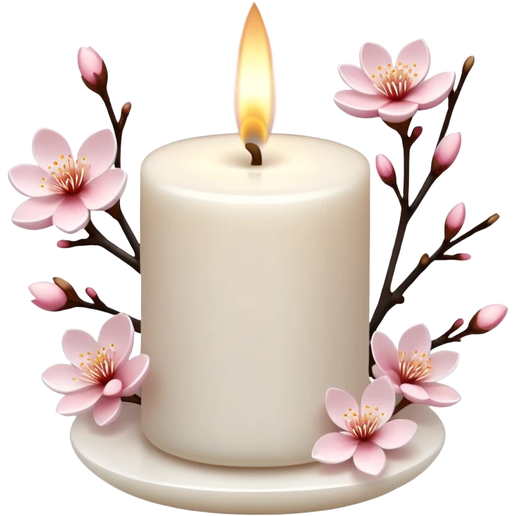 Zen meditative calm beautiful sakura candle aesthetic detailed decorations emoji