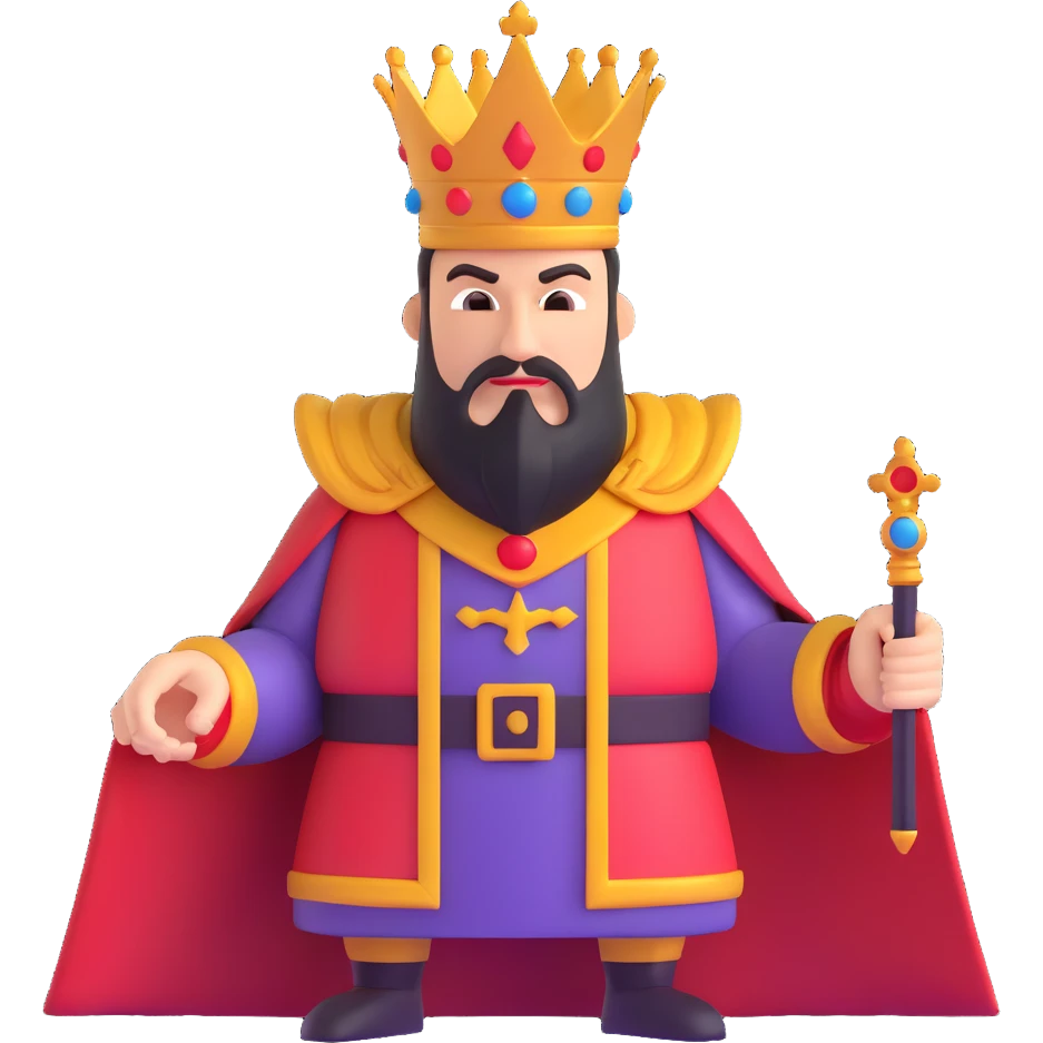 The sinister king, not cartoon like emoji