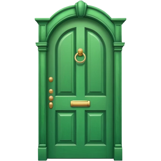 A wooden green door emoji in the style of Apple emoji with a handle and a knocker and a different color emoji
