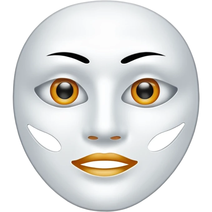 a sheet of white mask pack for face skincare beauty, transpalent holes on eyes and mouth, no real eyes and mouth emoji