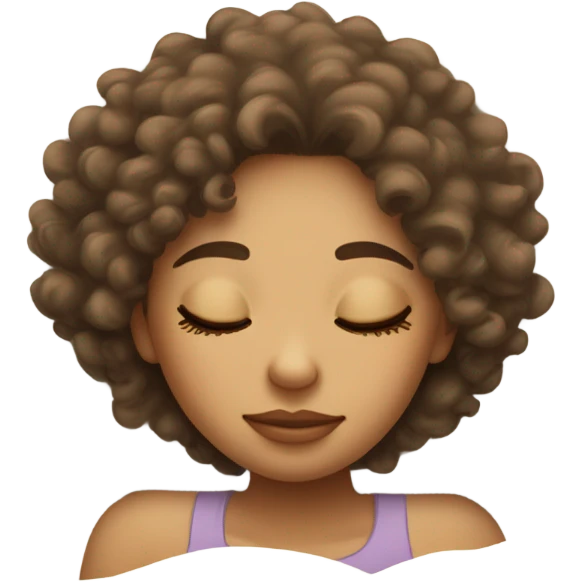 Light skin Curly hair girl sleeping on pillow in bed emoji