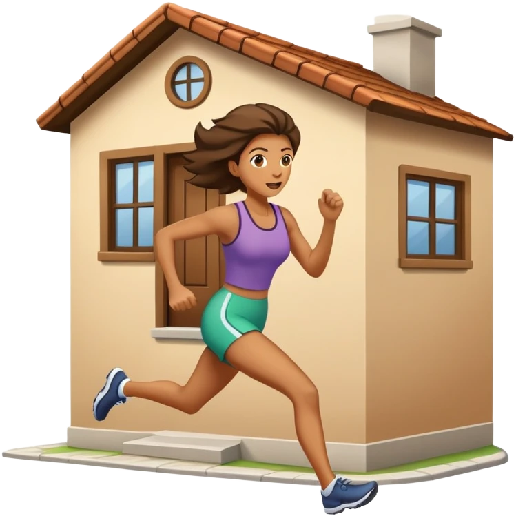 Woman running very fast out of house emoji