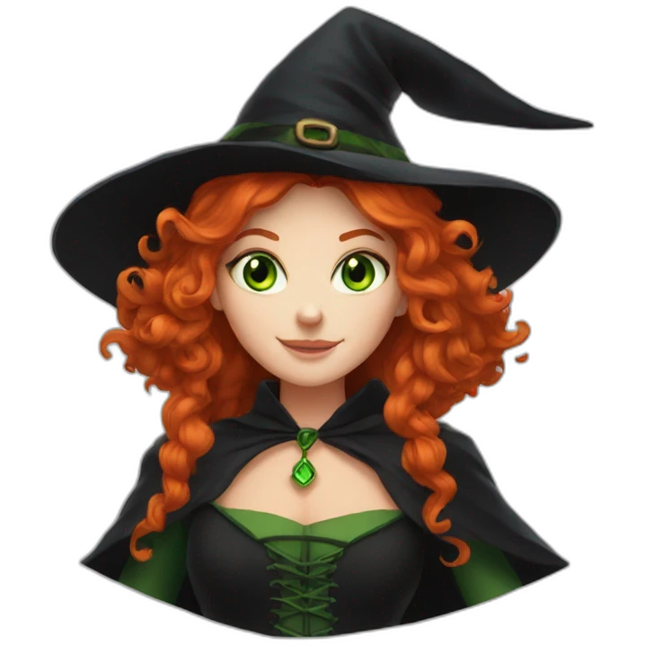 redheaded green-eyed witch emoji