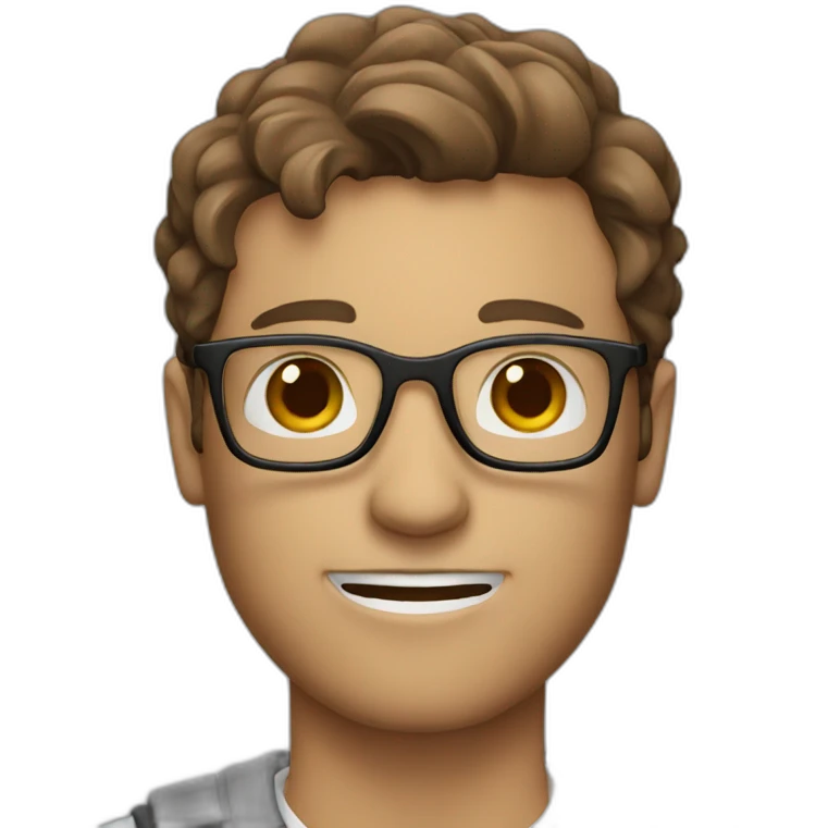 White Male with Brown Hair with Glasses Holding Popcorn emoji